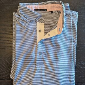 Greyson Men's Polo Shirt - Navy and White Stripes